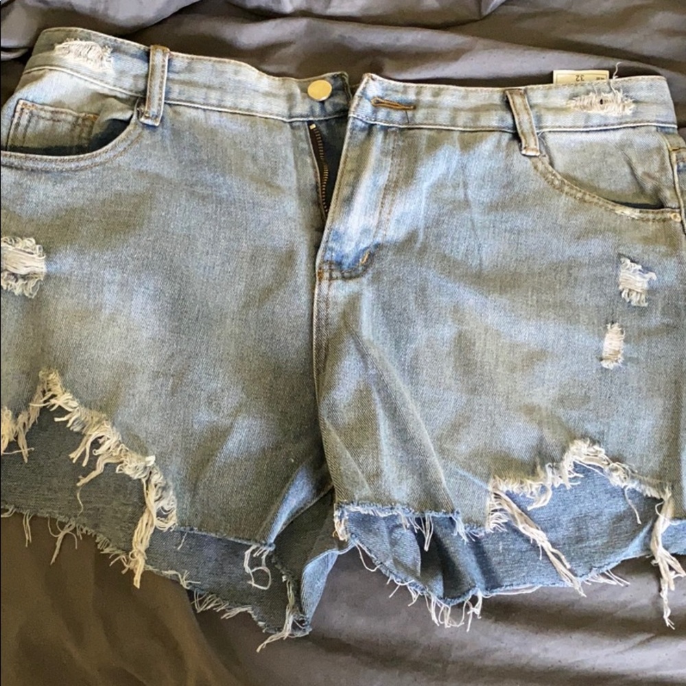 Light Blue Distressed Shorts